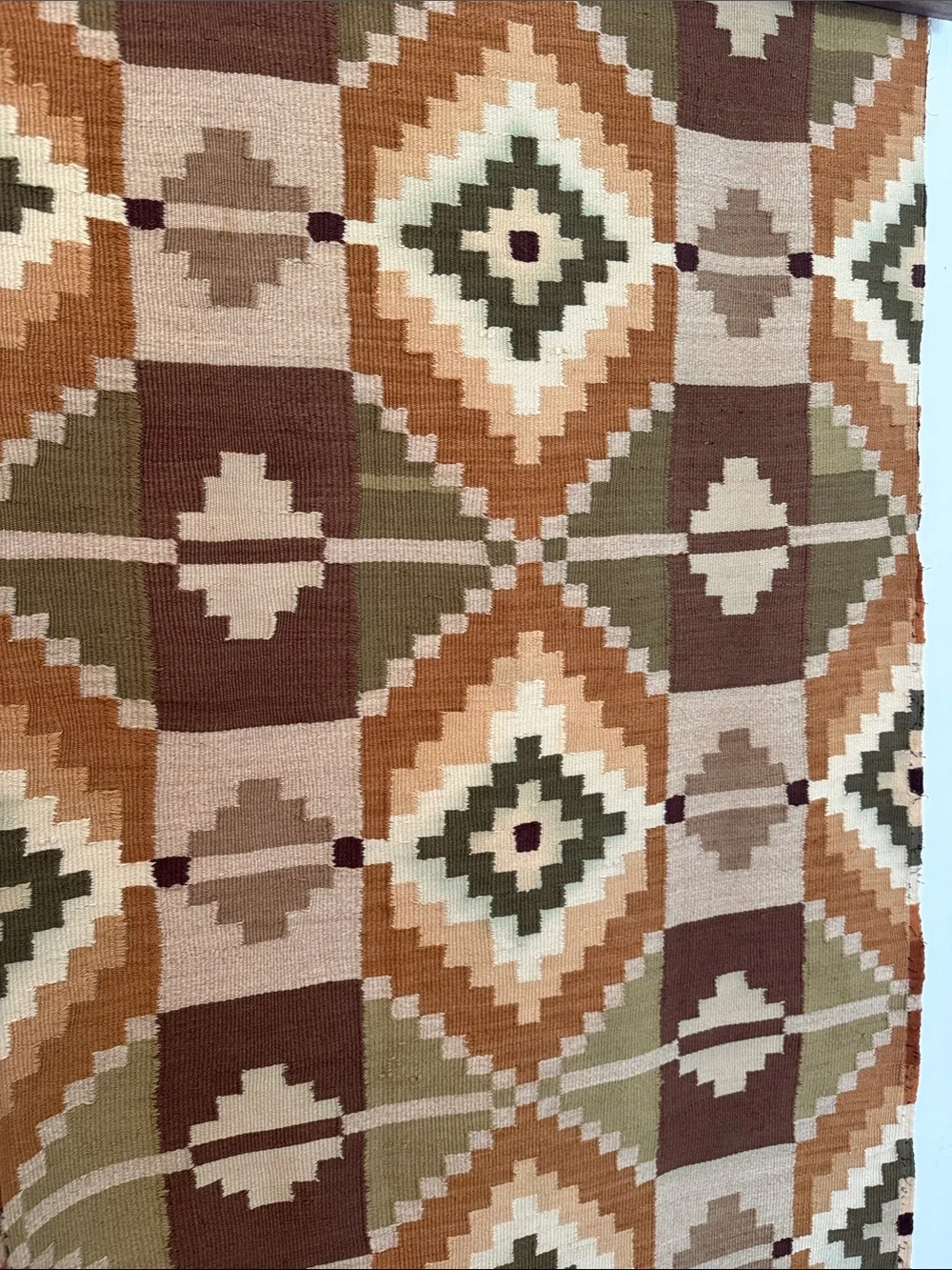 Handwoven Geometric Wall Hanging - Brown, Tan & Olive